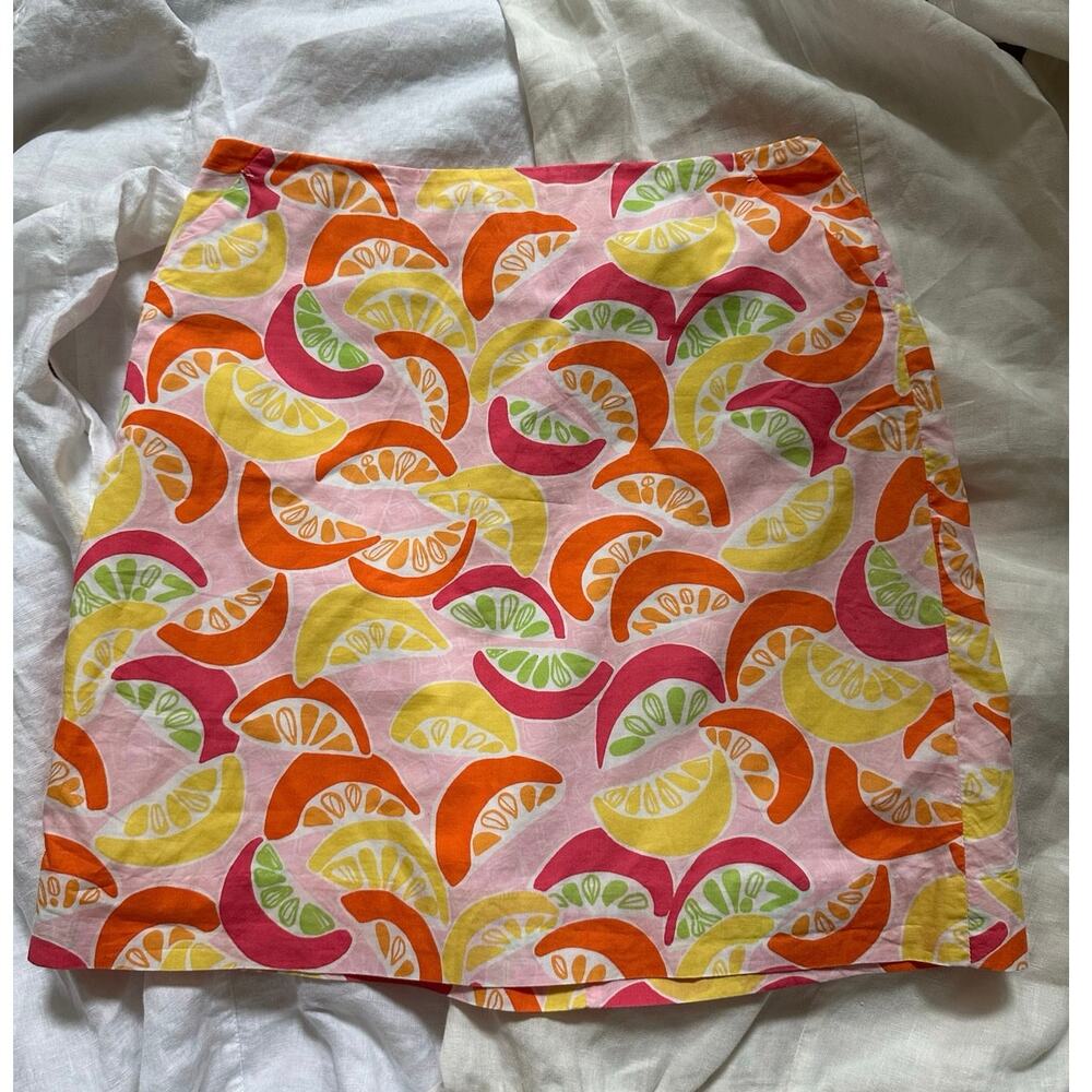 Lilly Pulitzer Squeeze me Colorful Citrus Print Skirt Sz 2 orange mini preppy